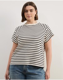 Atmos&Here Curvy - Poppy Cotton Stripe T-Shirt