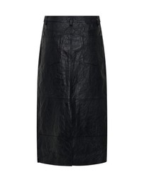 ONE TEASPOON - Cassidy Leather Column Midi Skirt - Black