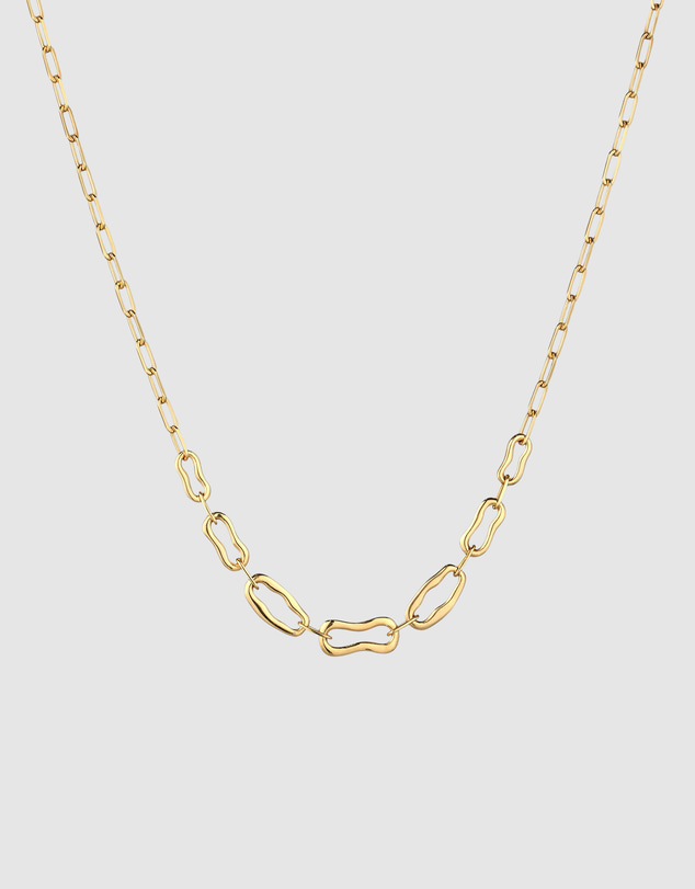 Elli Jewelry - Sculpted Organic Link Necklace in Gold-Plated 925 Silver