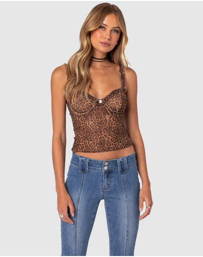 EDIKTED - Lidia Sheer Mesh Bra Top