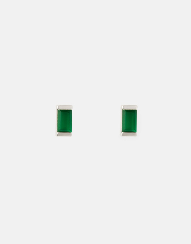Kirstin Ash - Baguette Birthstone Studs May - Green Onyx
