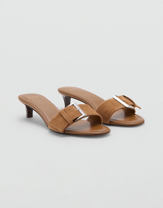 M.N.G - Leather Heeled Sandals with Buckle