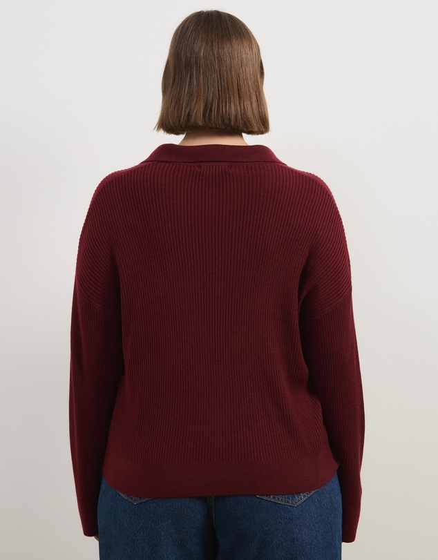 Atmos&Here Curvy - Eden Rib Collar Knit Jumper