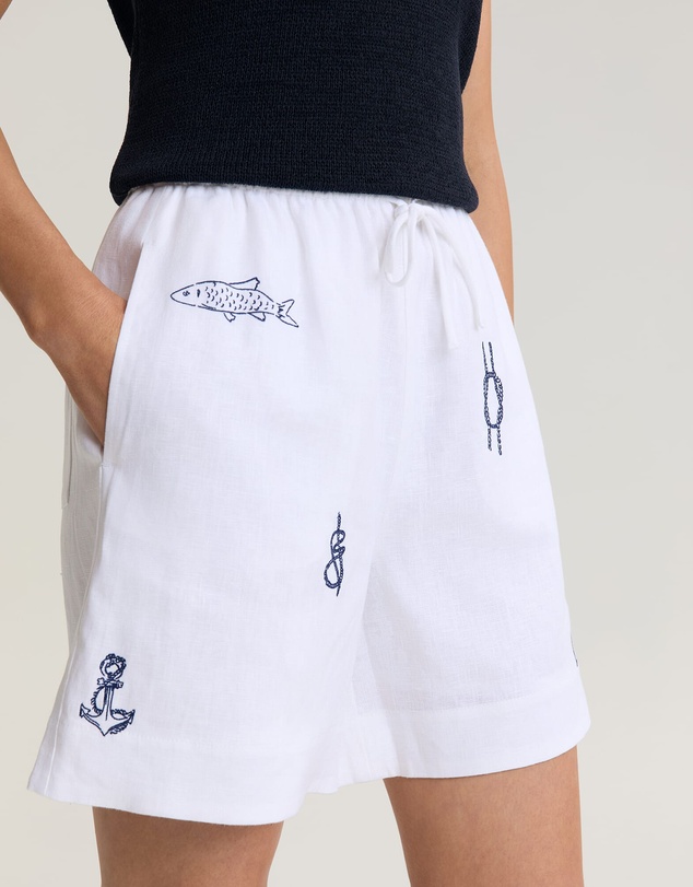 Sportscraft - Ariana Embroidered Linen Short
