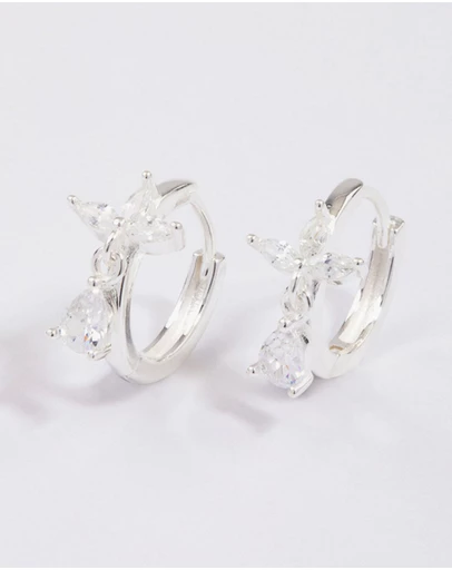 Lovisa - Sterling Silver Trio Marquise Huggie Pear Earrings