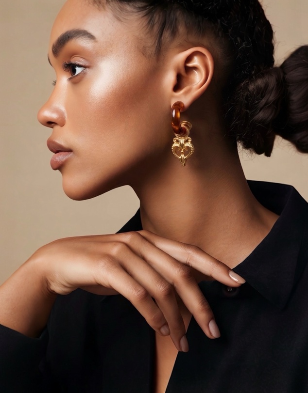 Mossée - Orange Marbled Acrylic Earrings