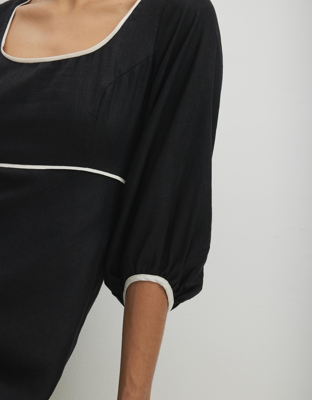 AERE - Alaia Linen Contrast Bind Midi Dress