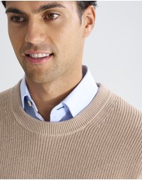 3 Wise Men - 3 Wise Men Drake Crew Neck Wool Blend Knit - Squirrel Brown