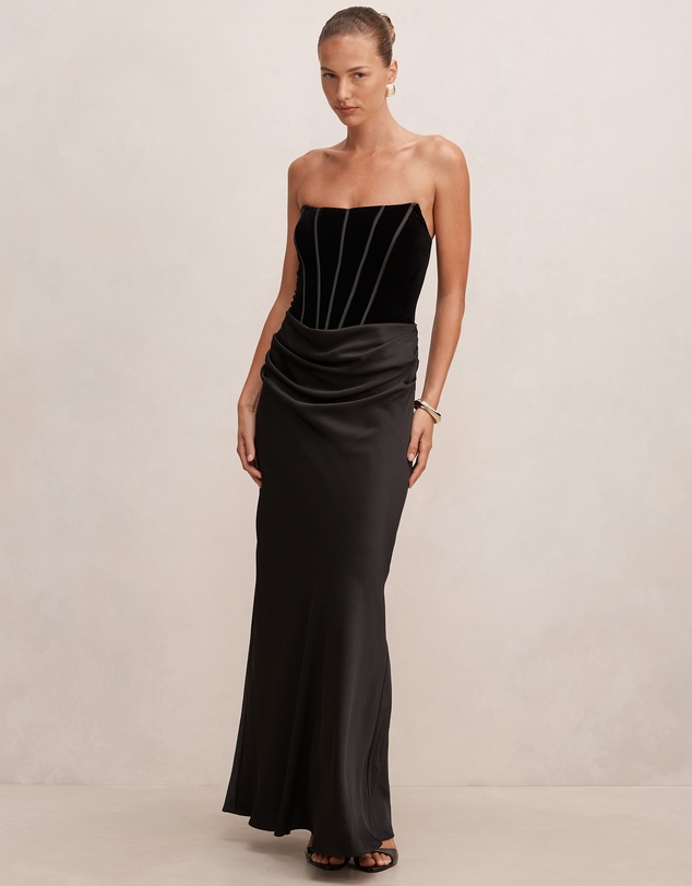 Forever New - Isra Velvet Corset Maxi Dress
