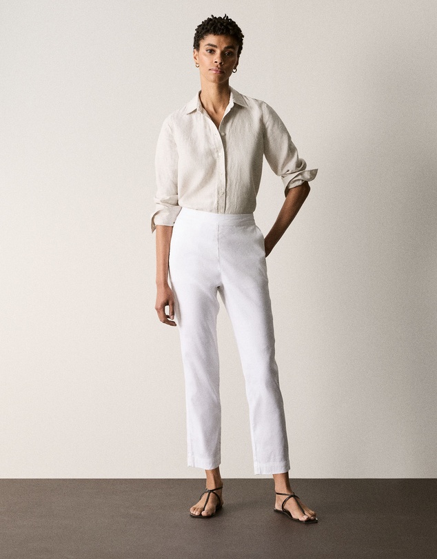 Trenery - Stretch Linen Blend Pull On Pant in White