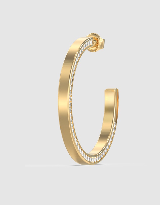 GUESS - GUESS Ladies Gold-Tone 40mm Crystals Hoops