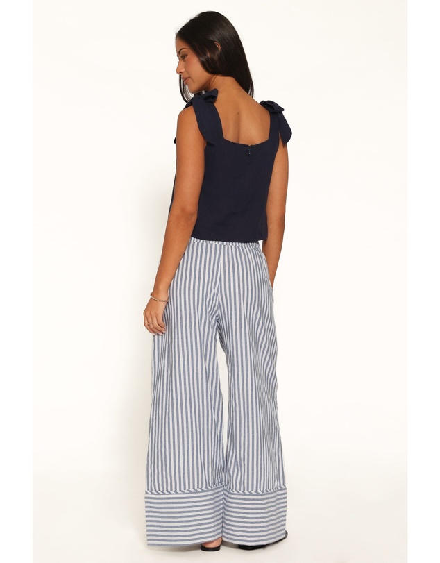 Petal & Pup - Callina Wide Leg Culotte Pants - Blue/White Stripe