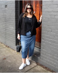 Love Your Wardrobe - Tabitha Stretch Denim Midi Skirt