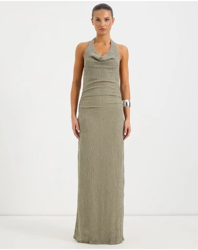 Calli - Romy Halter Textured Jersey Maxi Dress