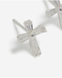 Lovisa - Sterling Silver Cubic Zirconia Cross Stud Earrings