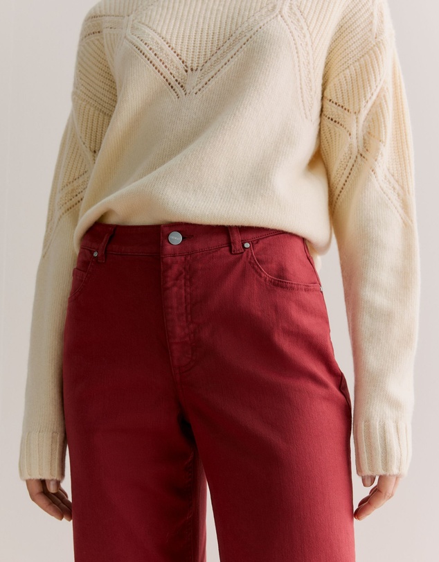 Trenery - Garment Dyed Wide Leg Jean in Oxblood