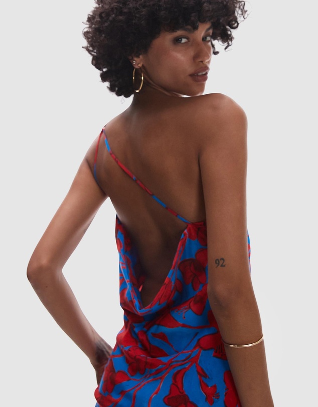 TOPSHOP - Asymmetric One Shoulder Open Back Midi Occasion Dress