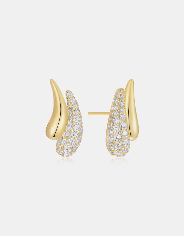 Ania Haie - Gold Pave & Polished Teardrop Duet Stud Earrings