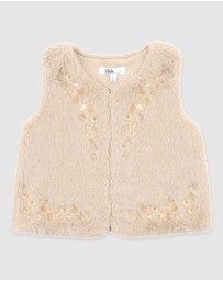 Bebe by Minihaha - Winnie Emb. Faux Fur Vest 3-7 Yrs