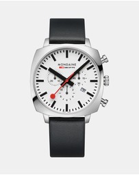 Mondaine - Official Swiss Railways Grand Cushion Vegan Grape Leather Watch Set