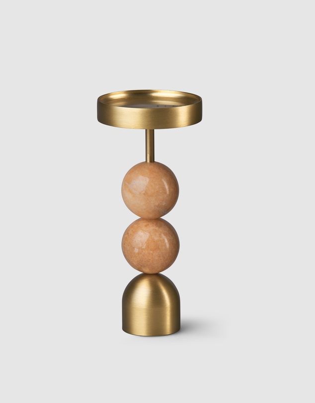 Black Blaze - Beaded Fountain Brass Candle Holder