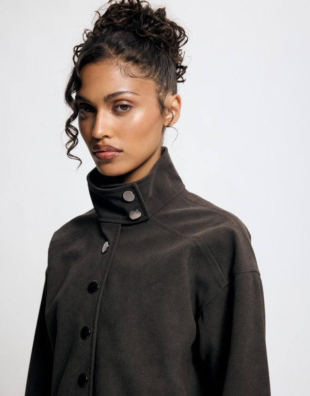 Lover - Lucinda Suede Look Funnel Neck Jacket