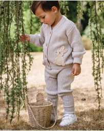 Kynd Baby - Organic Chunky Rib Knit Pant in Snow Marle