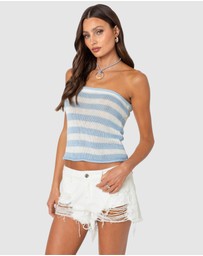 EDIKTED - Nox Striped Crochet Tube Top