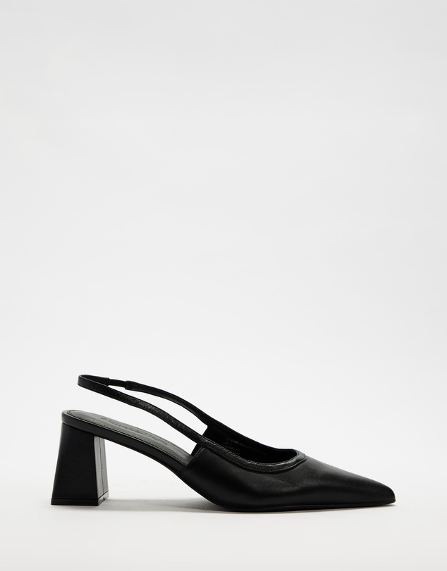 Atmos&Here - Raven Leather Slingback Heels