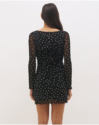 MON RENN - Vesper Spot Long Sleeve Mini Dress