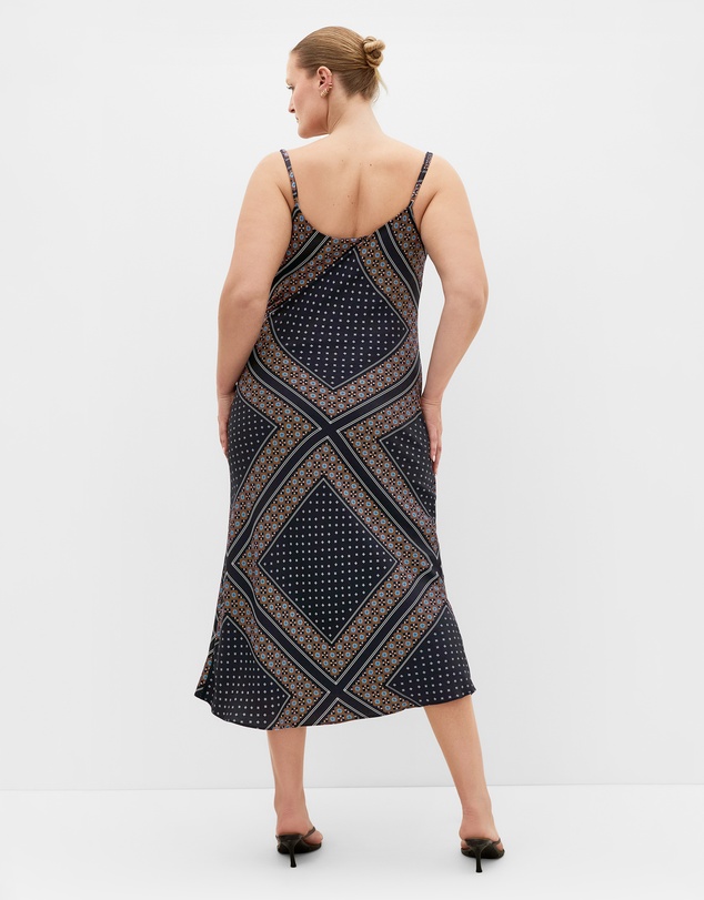 City Chic - Plus size Sadie Boho Print Slip Dress - black