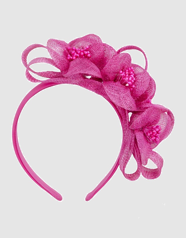 Max Alexander - Small Fuchsia Sinamay Flowers Fascinator