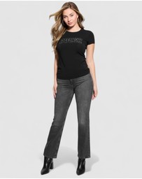 GUESS - Crew Neck Short Sleeve Logo Lace T-Shirt
