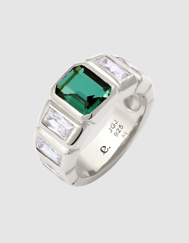 Elli Jewelry - Quartz Rectangle Band Ring in 925 Silver