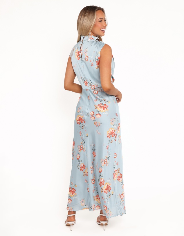 Petal & Pup - Anabelle Halter Neck Lace Maxi Dress - Blue Floral