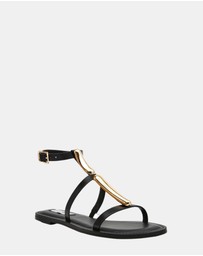 Steve Madden - Alma Black Leather Sandals