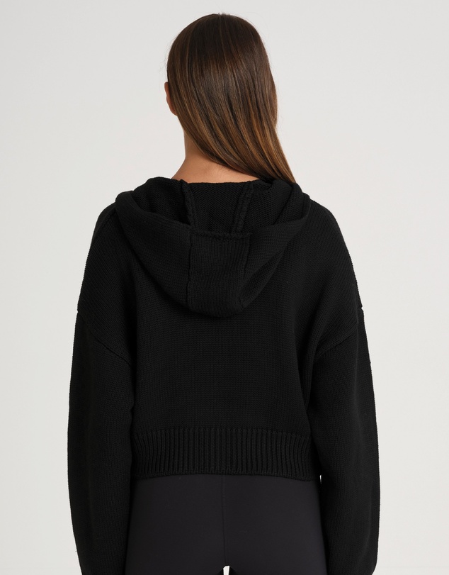 All Fenix - Zip Up Crop Knit Hoodie