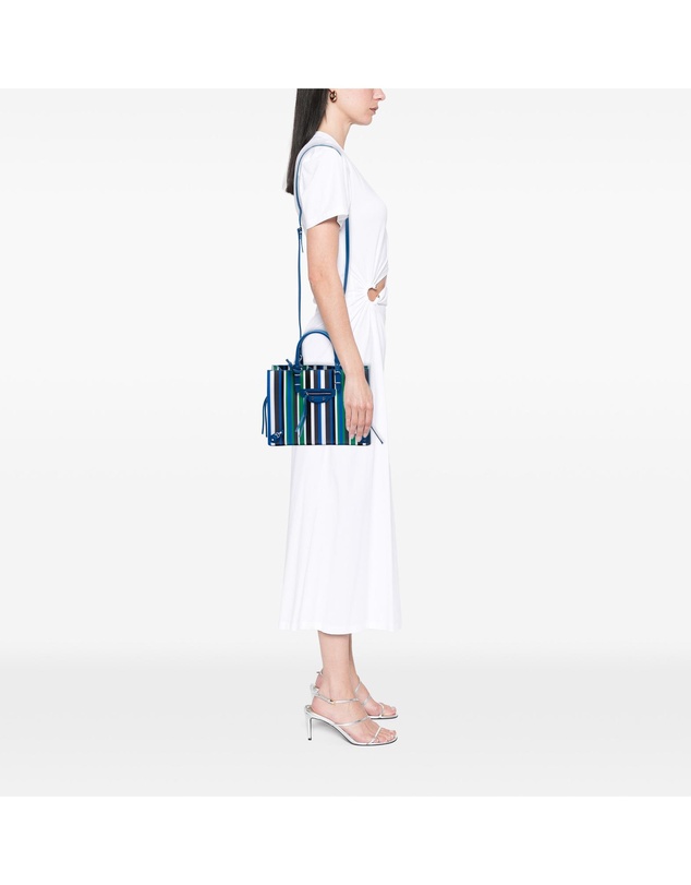 Pre-Loved by Azura Reborn - Pre-Loved Mini Leather Striped Papier A6 Zip Around Satchel