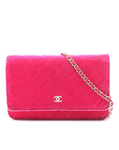 Pre-Loved by Azura Reborn - Pre-Loved CC Quilted Velvet Wallet on Chain