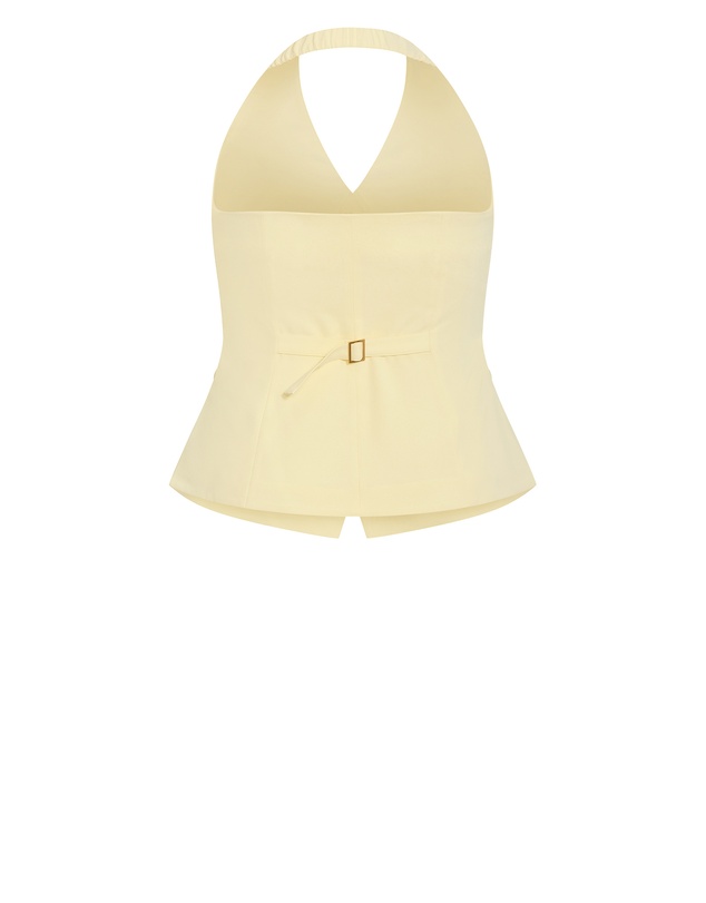 City Chic - Plus size Abbie Halter Vest - lemon sorbet