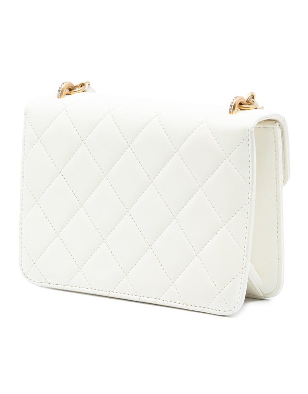 Pre-Loved by Azura Reborn - Pre-Loved Quilted Lambskin Crystal Geometric CC Frame Flap