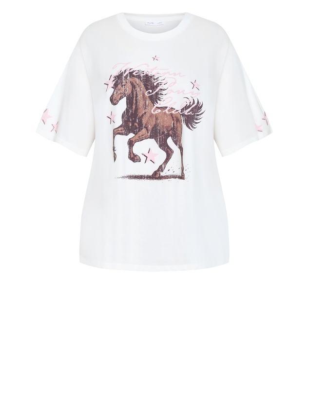 City Chic - Plus size Pony Club Tee - white