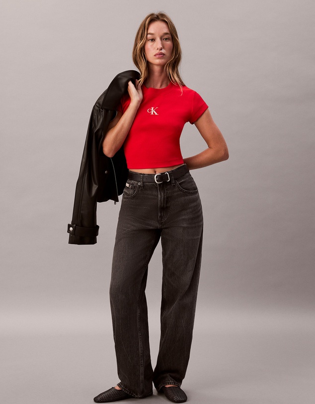 Calvin Klein Jeans - Monogram Logo Ribbed Baby Tee