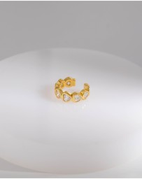 Wanderlust + Co - Heart Bezel Gold 9mm Ear Cuff