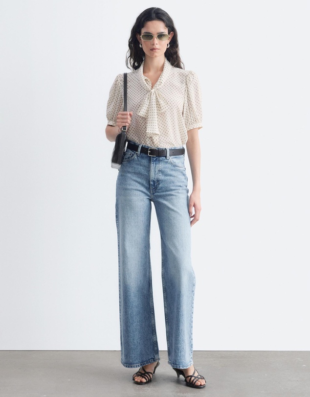 & Other Stories - Printed Tie-Neck Silk Blouse