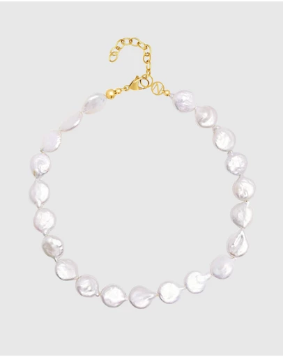 Nialaya Jewellery - Como Flat Pearl Choker