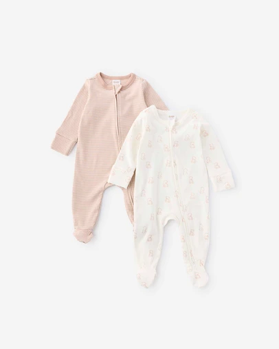 Cotton On Kids - Organic 2Pk Long Sleeve Zip Romper