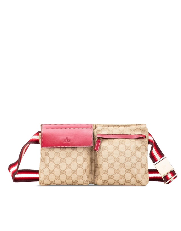Pre-Loved by Azura Reborn - Pre-Loved GG Canvas Web Double Pocket Belt Bag