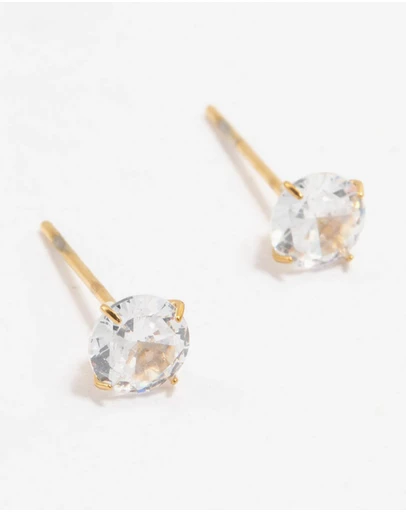 Lovisa - Waterproof Gold Plated Stainless Steel Cubic Zirconia Stud Earrings 5 MM