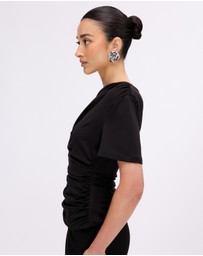 Minima Esenciales - Hayley Off Shoulder Jersey Ruched Top